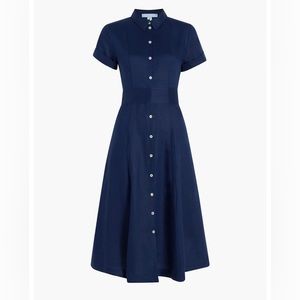 Hill House Navy Linen Lily Dress, Button Up Dress XS